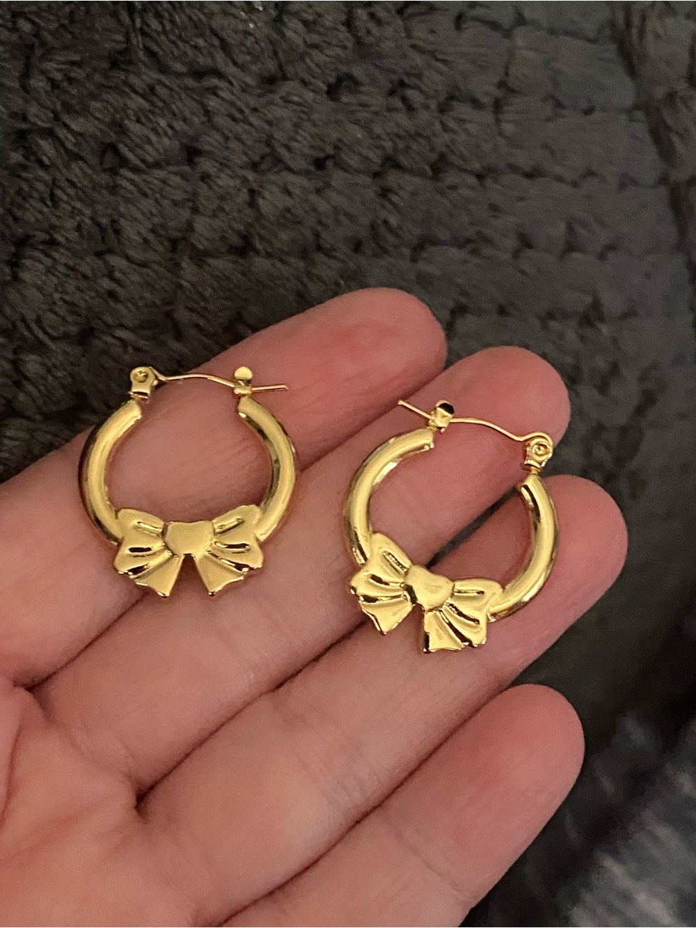 Gold Bow Hoop Earrings - Elegant Women Jewelry